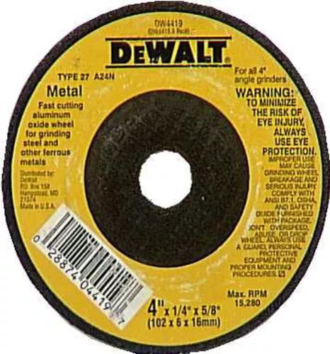 DeWalt DW4419 High Performance Metal Cutting Grinding Wheel 4" X 1/4"