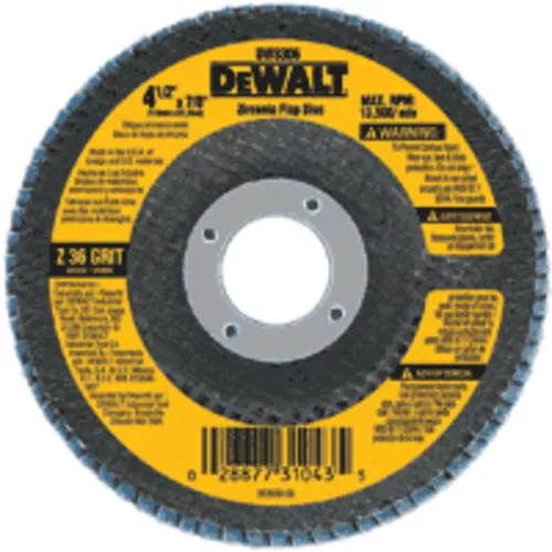 Dewalt DW8308 High Performance Flap Discs 4 1/2"x7/8", Type 29
