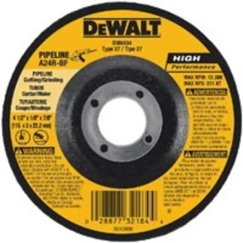 Dewalt DW8434 High Performance Pipeline Wheel 4-1/2"x1/8"x7/8"