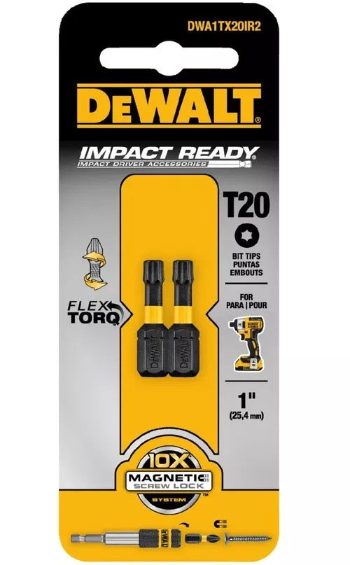 DeWalt DWA1TX20IR2 T20 FlexTorq Impact Driver Bits, 1", 2/Pack