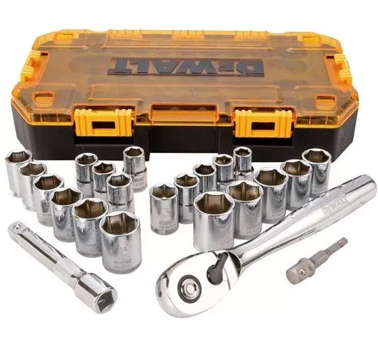 DeWalt DWMT73813 Metric and SAE Drive Socket Set, 1/2", 23 Piece