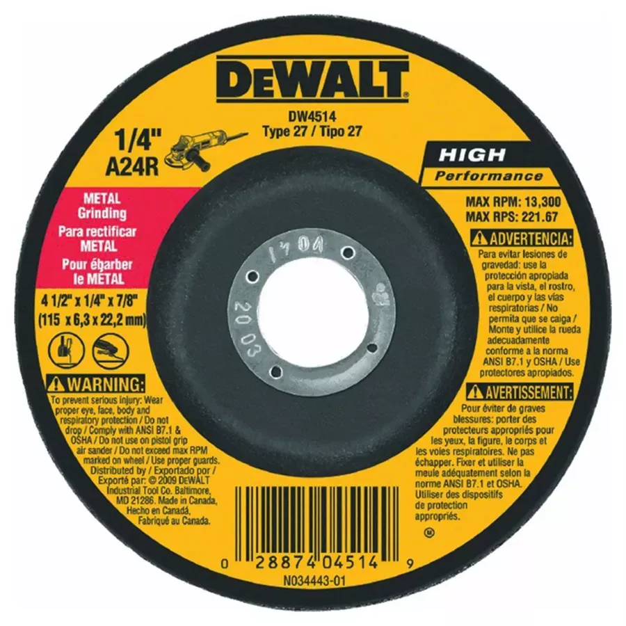 DeWalt General Purpose Wheel - 4 1/2"X1/4" - Metal Grinding