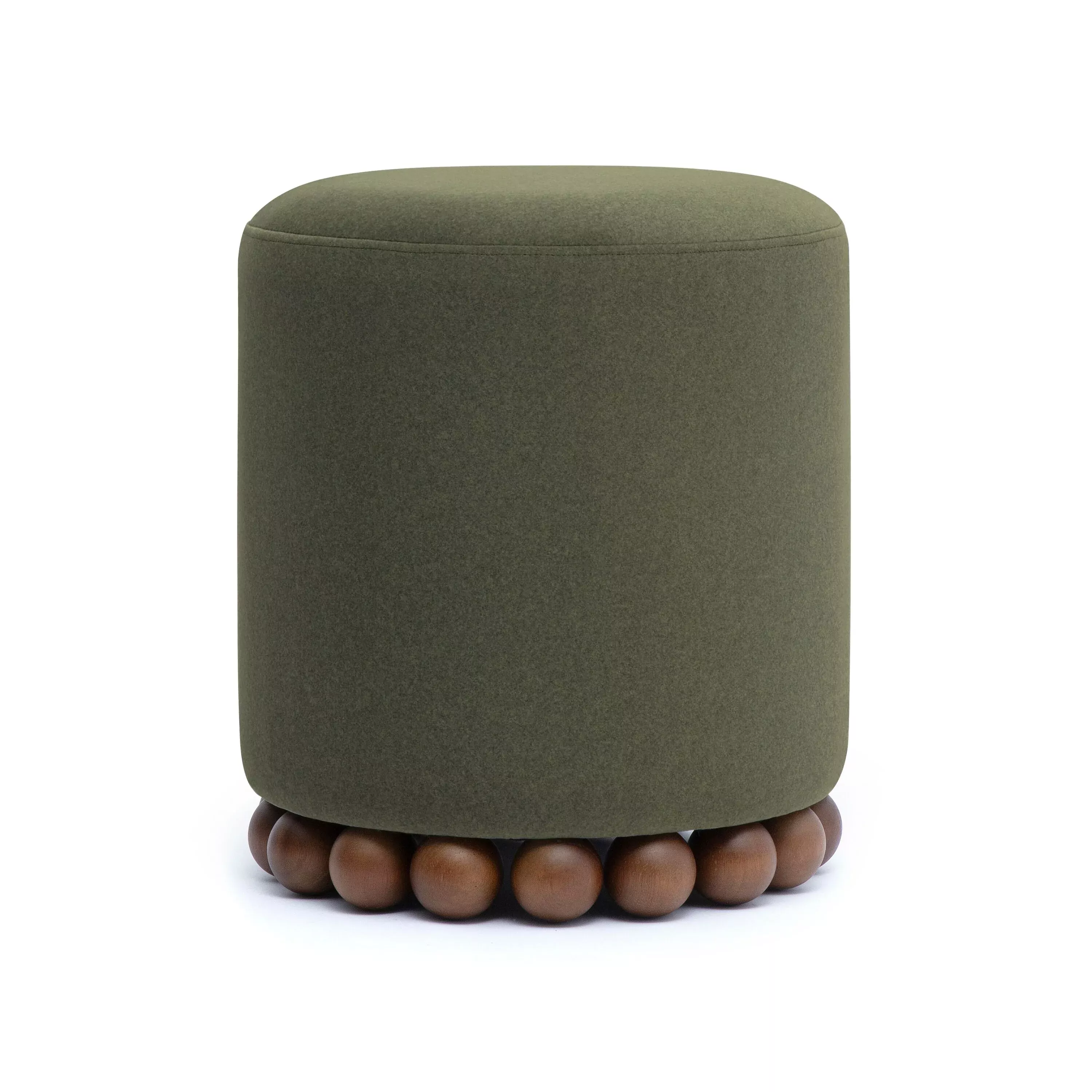Dex Dark Olive Green Performance Vegan Mohair Ottoman