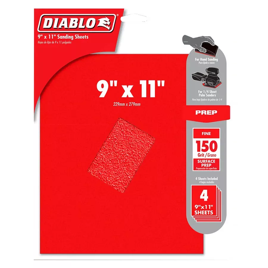 Diablo 150 GritSanding Sheets - 9" x 11" - 4 pk