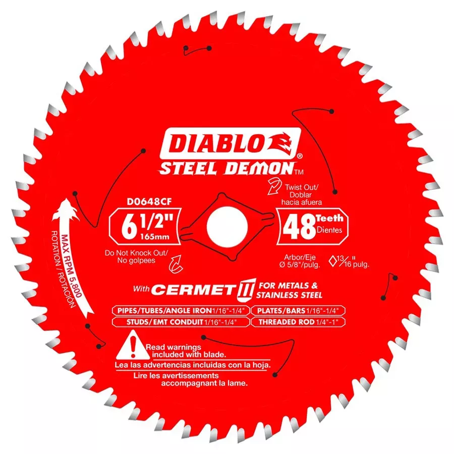 Diablo Cermet II Saw Blade for Metals and Stainless Steel - 6-1/2" x 48 Tooth