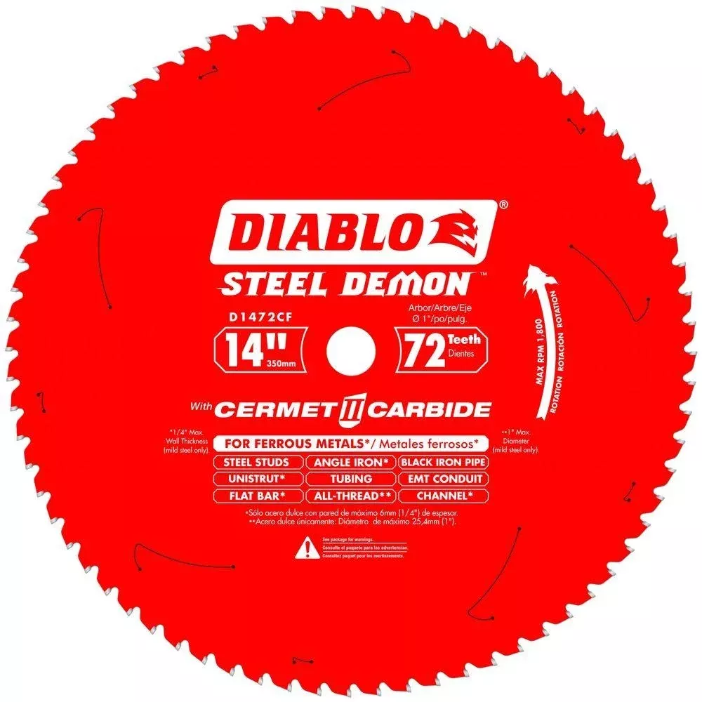 Diablo D1472CF Steel Demon Cermet II Carbide Blade, 72 Teeth, 14"