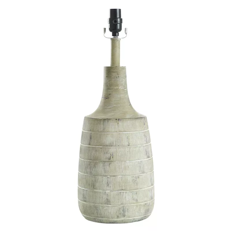 Distressed Tan & White Table Lamp Base, 22"