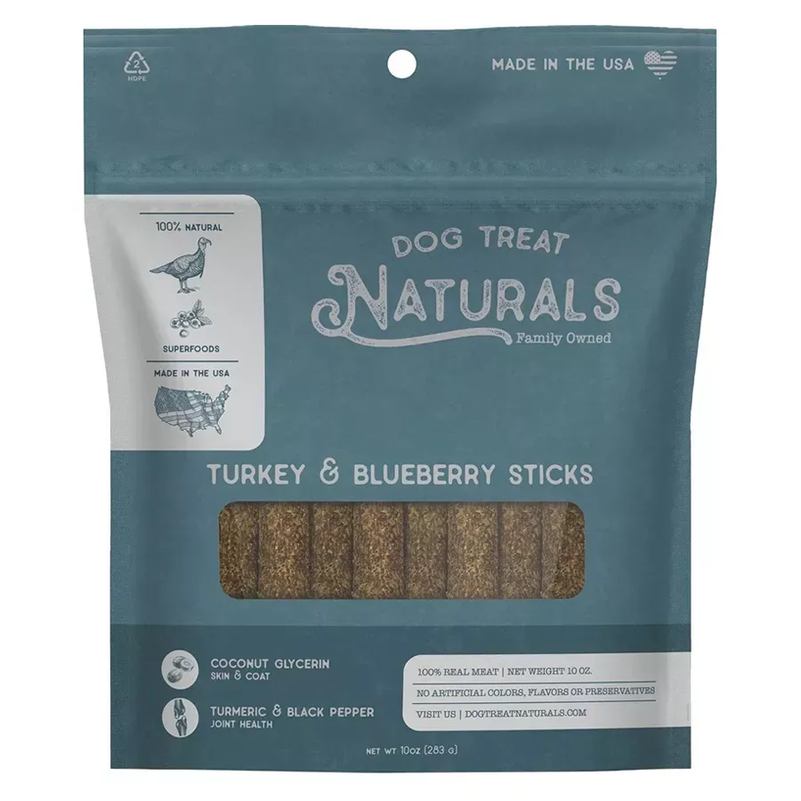 Dog Treat Naturals Sticks - 10 oz - Turkey & Blueberry