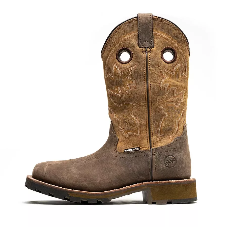 Double H Men's Abner 12" Waterproof Wide Square Composite Toe Roper Boots - Brown