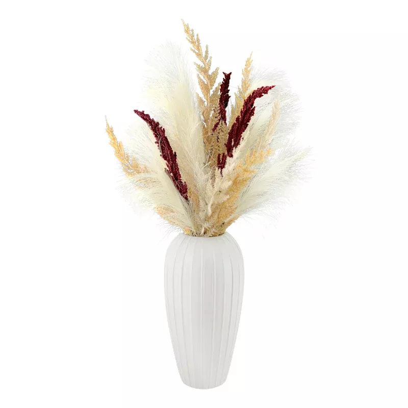 Dried Pampas Grass in Ceramic Vase, 24"