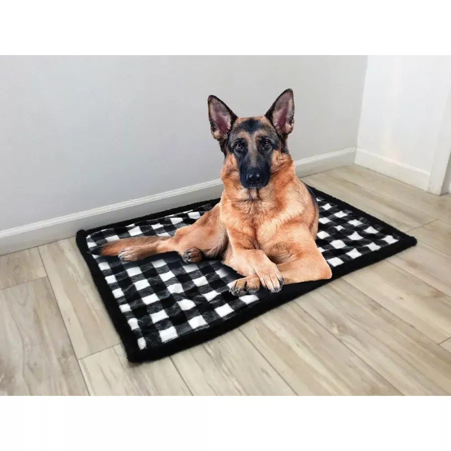 Duke Imports Pet Blanket - 40" x 29" - Black/White Plaid