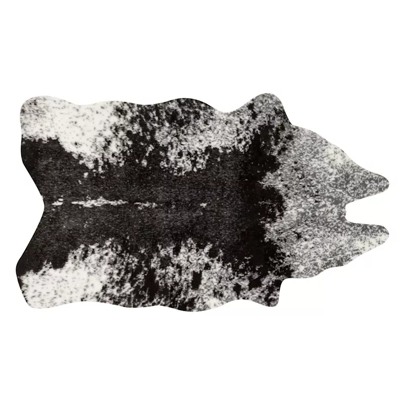 Durango Ivory & Charcoal Faux Cowhide Accent Rug, 3x5