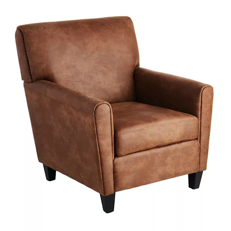 Dylan Faux Leather Accent Chair, Brown