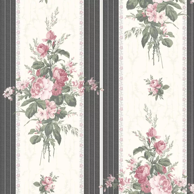 Dynasty Stripe In Noir Oyster Wallpaper