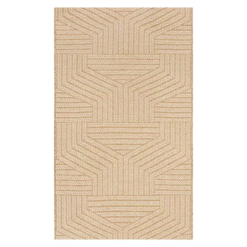 (E457) Ruby Natural Flatweave Outdoor Accent Rug, 3x5