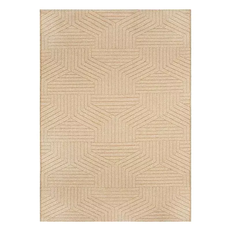 (E457) Ruby Natural Flatweave Outdoor Area Rug, 5x7