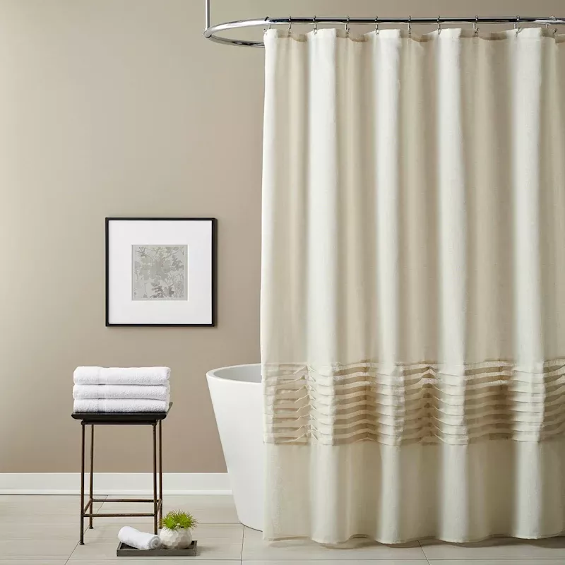 Easton Natural Pleated Shower Curtain, 72"