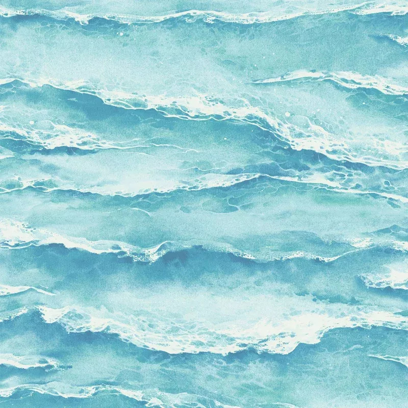 Ebb & Flow Sea Wave Aqua Wallpaper