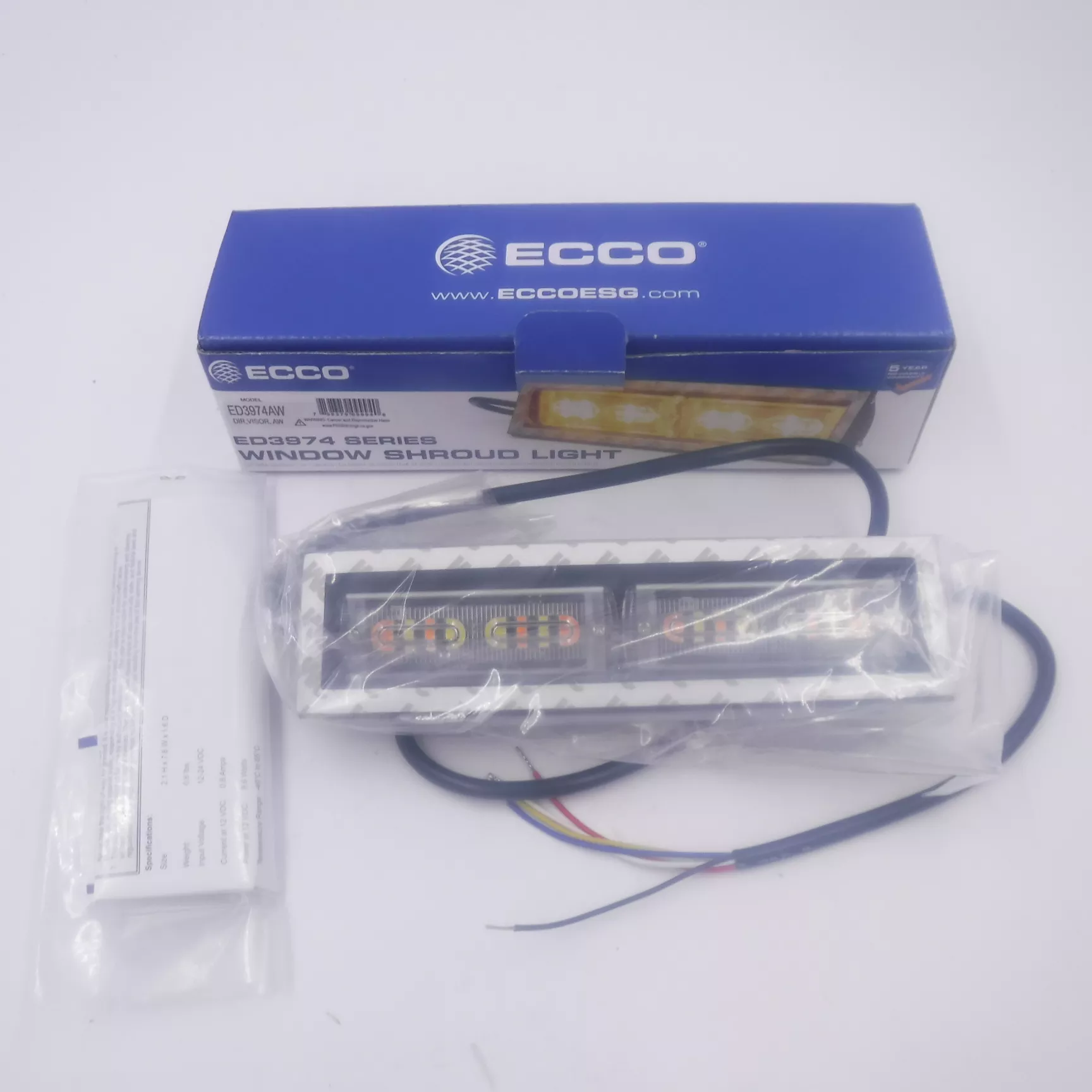 ECCO 7.8″ ED397 Series Bolt-On Mount Window Shroud Amber/White LED Strobe Light