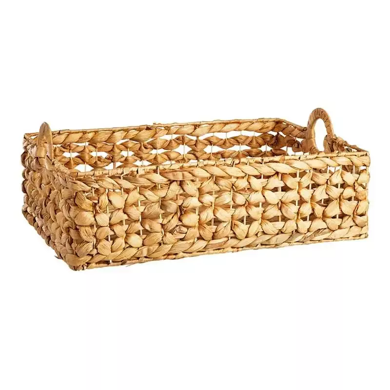Edith Low Profile Rectangle Water Hyacinth Basket, Extra Large