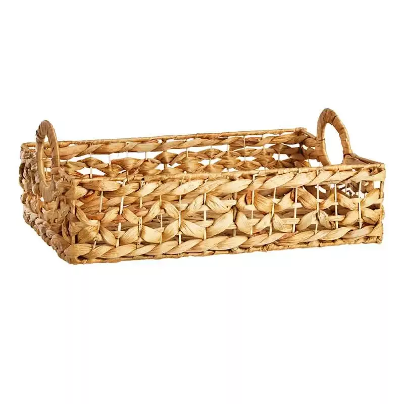 Edith Low Profile Rectangle Water Hyacinth Basket, Medium