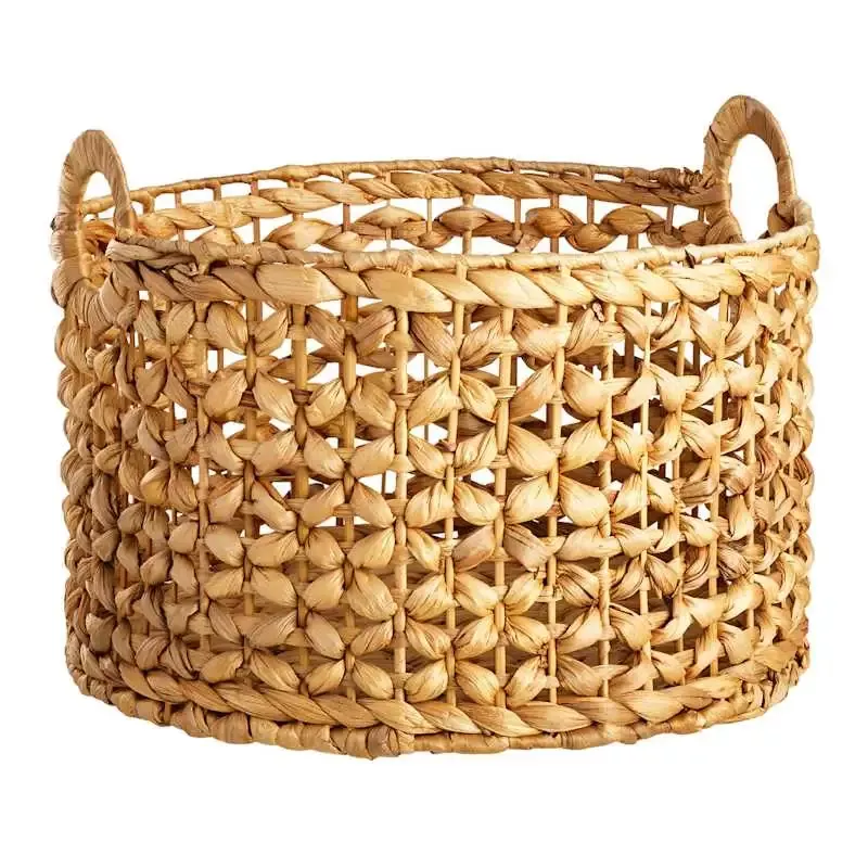 Edith Round Water Hyacinth Basket, Medium