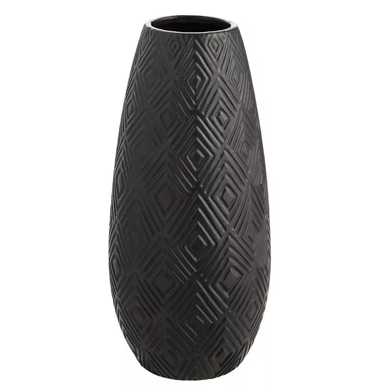 Eileen Black Ceramic Vase, 15"