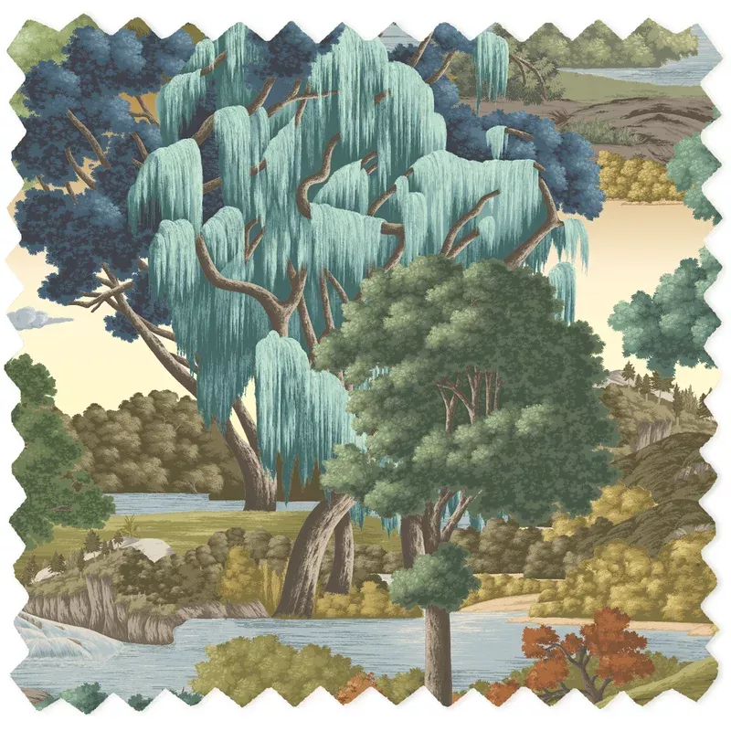 Enchanted Gardens Azure Linen Fabric