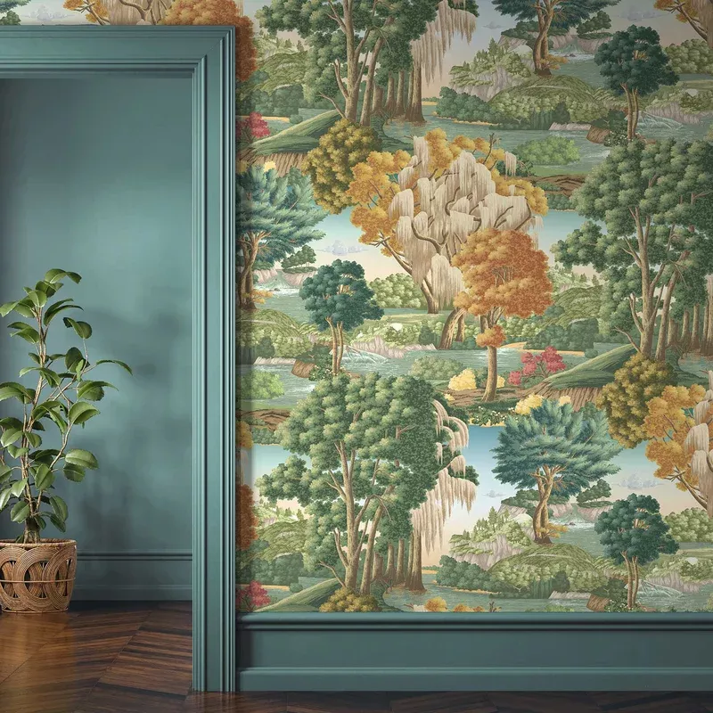 Enchanted Gardens Evergreen Wallpaper