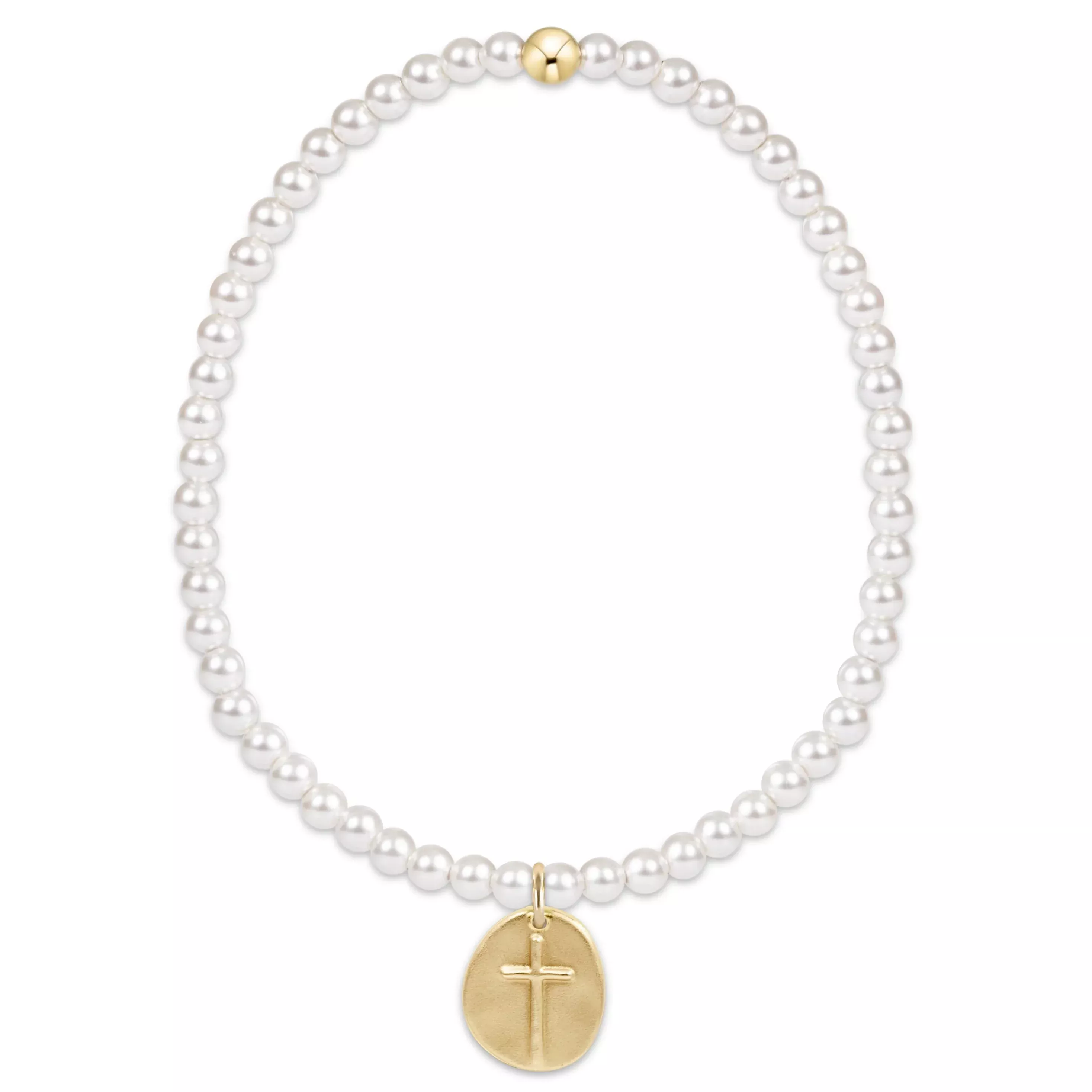 enewton - Extends Classic Pearl 3mm Bead Bracelet, Inspire Small Gold Charm