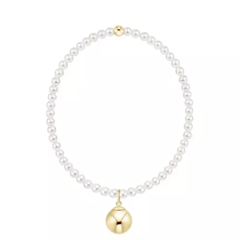 enewton - Extends Pearl 3mm Bracelet, Classic Gold 10mm Charm