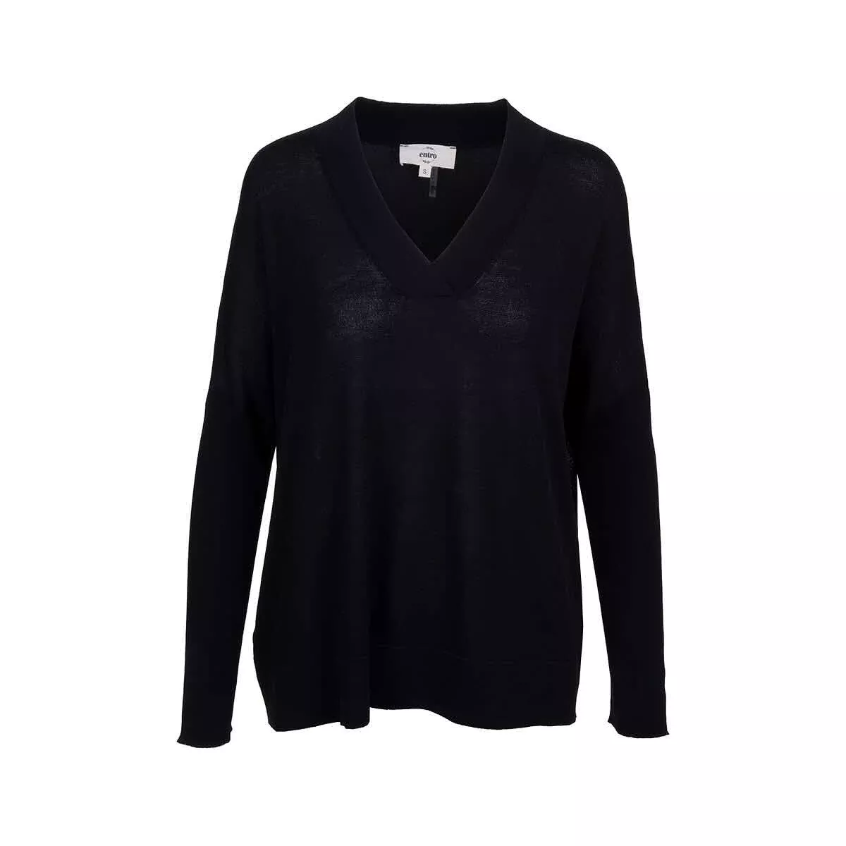 Entro Women's Solid V-Neck Long Sleeve Knit Top