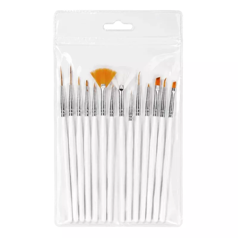 Envie Nail Art Brush Set 15pc Gel Acrylic Polish Design Painting Drawing Pen Pack