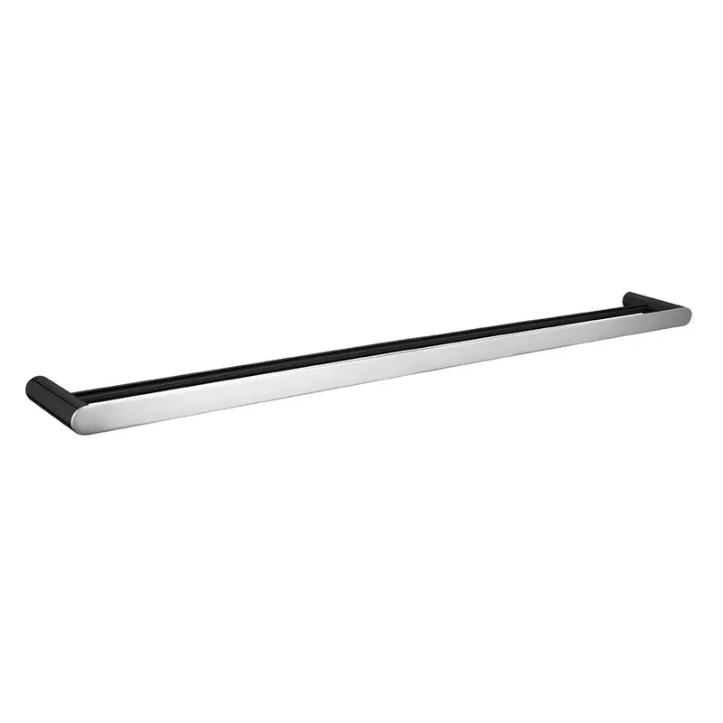 Esperia Black & Chrome Solid Brass Double Towel Rail 800mm