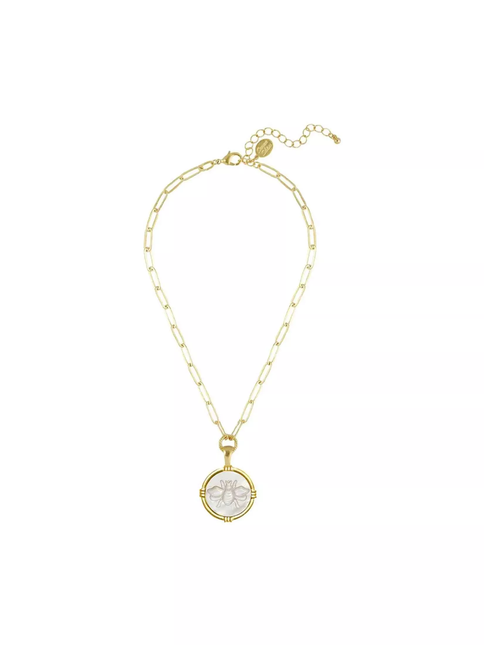 Etched Bee in Genuine Mother of Pearl Necklace