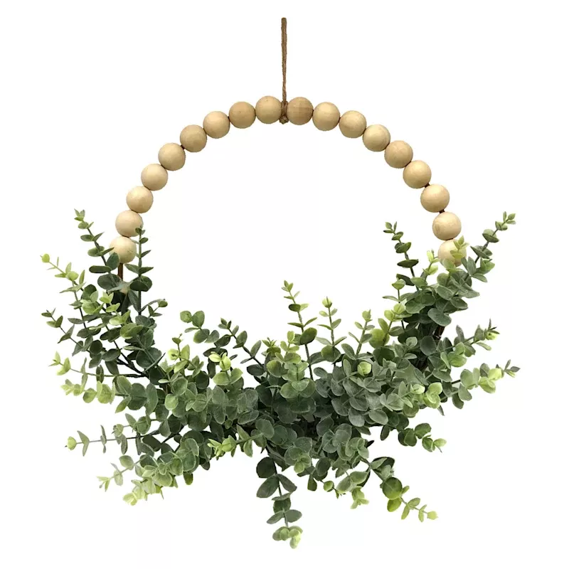 Eucalyptus Beaded Half Wreath, 20"