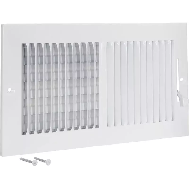 EZ-FLO 12 x 6 Inch (Duct Opening) Air Vent Cover for Wall or Ceiling, Two-Way Ventilation Register, Solid Steel HVAC Register Cover, White, 61612