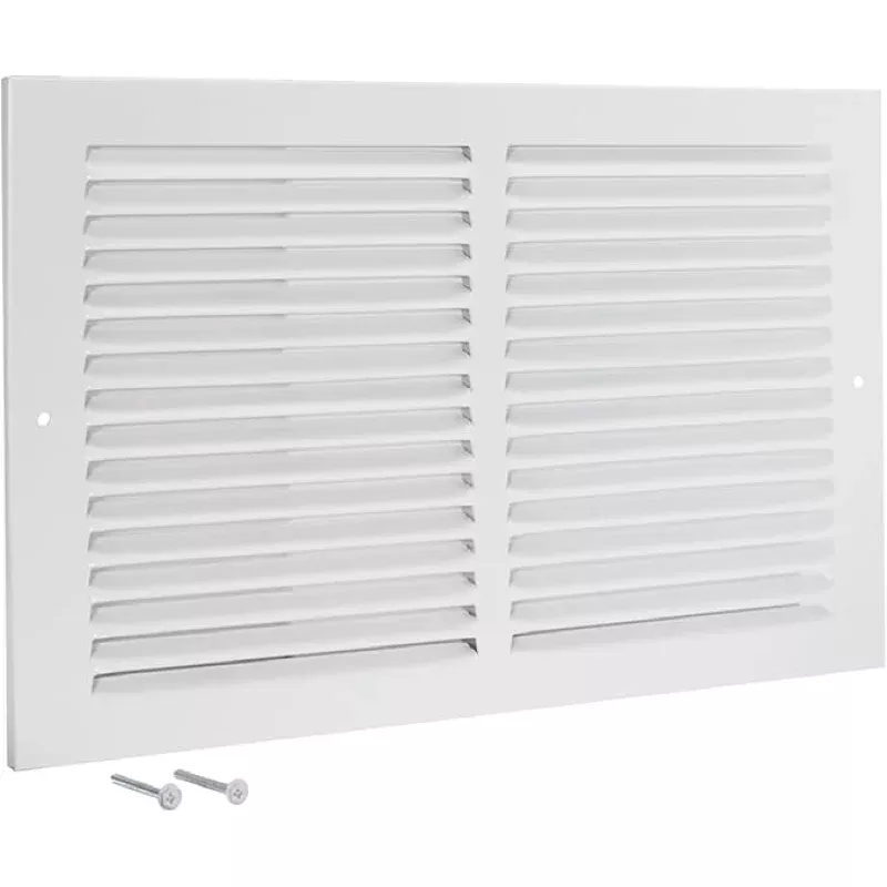 EZ-FLO 14 x 6 Inch (Duct Opening) Return Air Vent Cover for Wall or Ceiling, Solid Steel Return Air Grille, HVAC Vent Cover, White, 61628