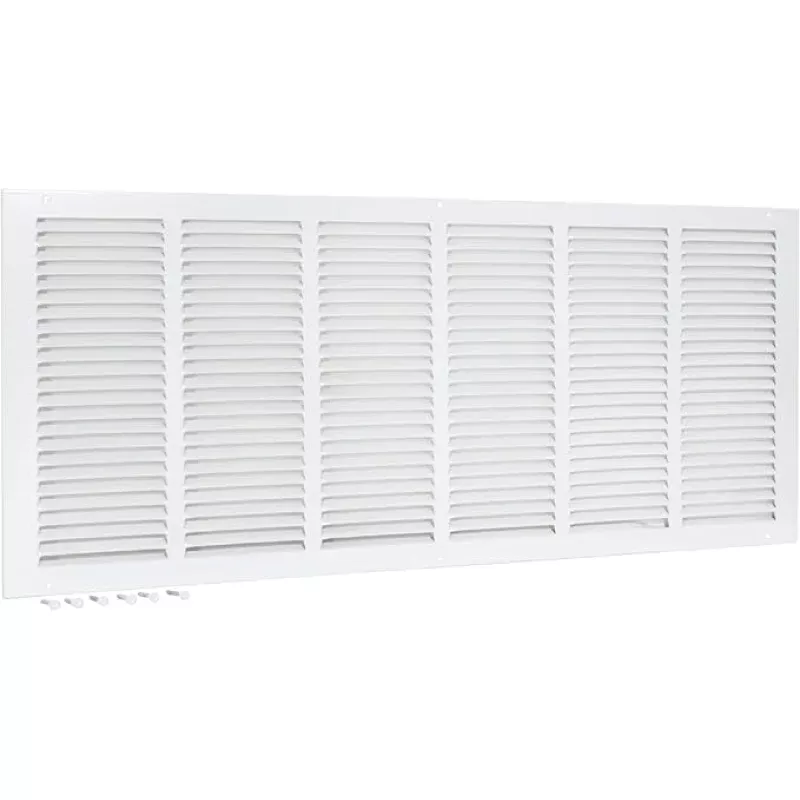EZ-FLO 30 x 12 Inch (Duct Opening) Return Air Vent Cover for Wall or Ceiling, Solid Steel Return Air Grille, HVAC Vent Cover, White, 61648