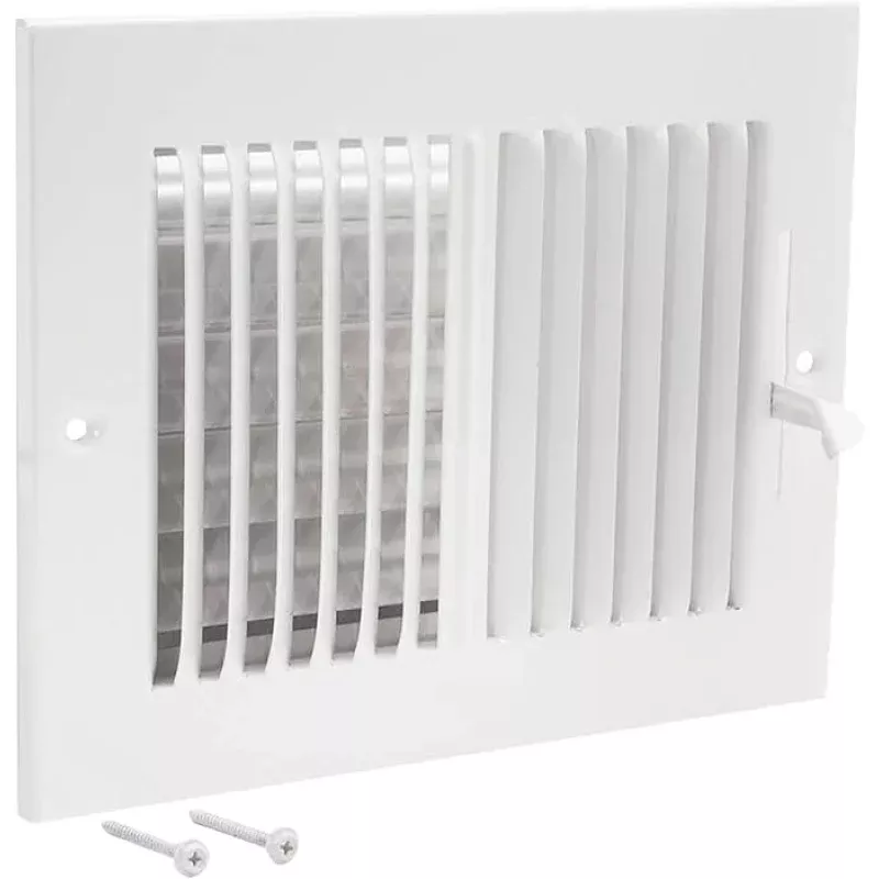 EZ-FLO 8 x 6 Inch (Duct Opening) Air Vent Cover for Wall or Ceiling, Two-Way Ventilation Register, Solid Steel HVAC Register Cover, White, 61661