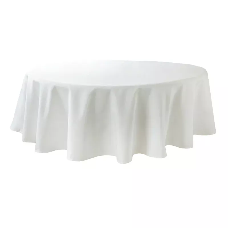 Faro Round White Tablecloth, 70"