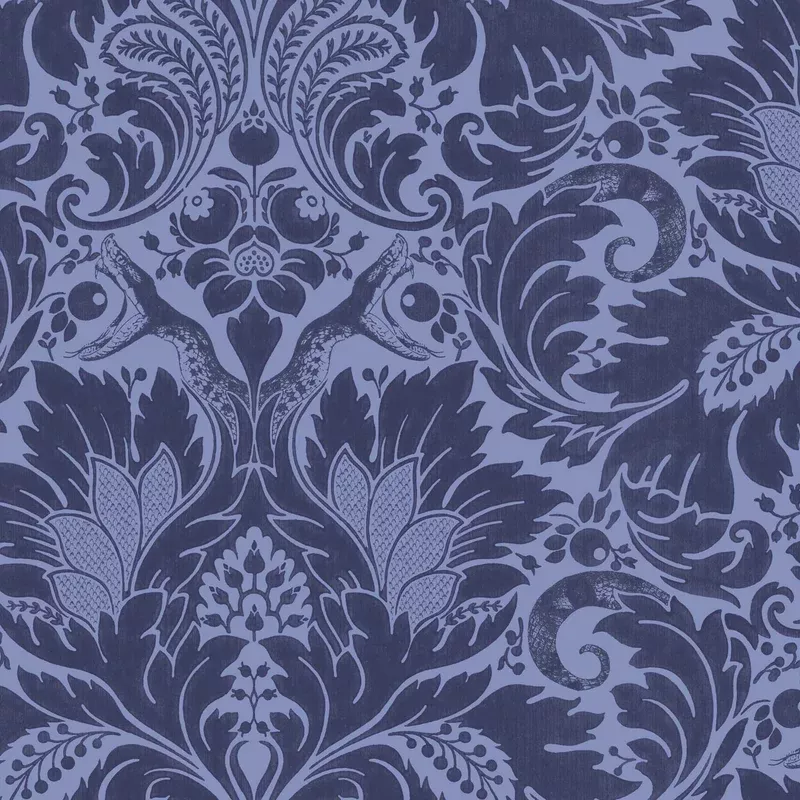 Fearless Damask Deep Blue Wallpaper