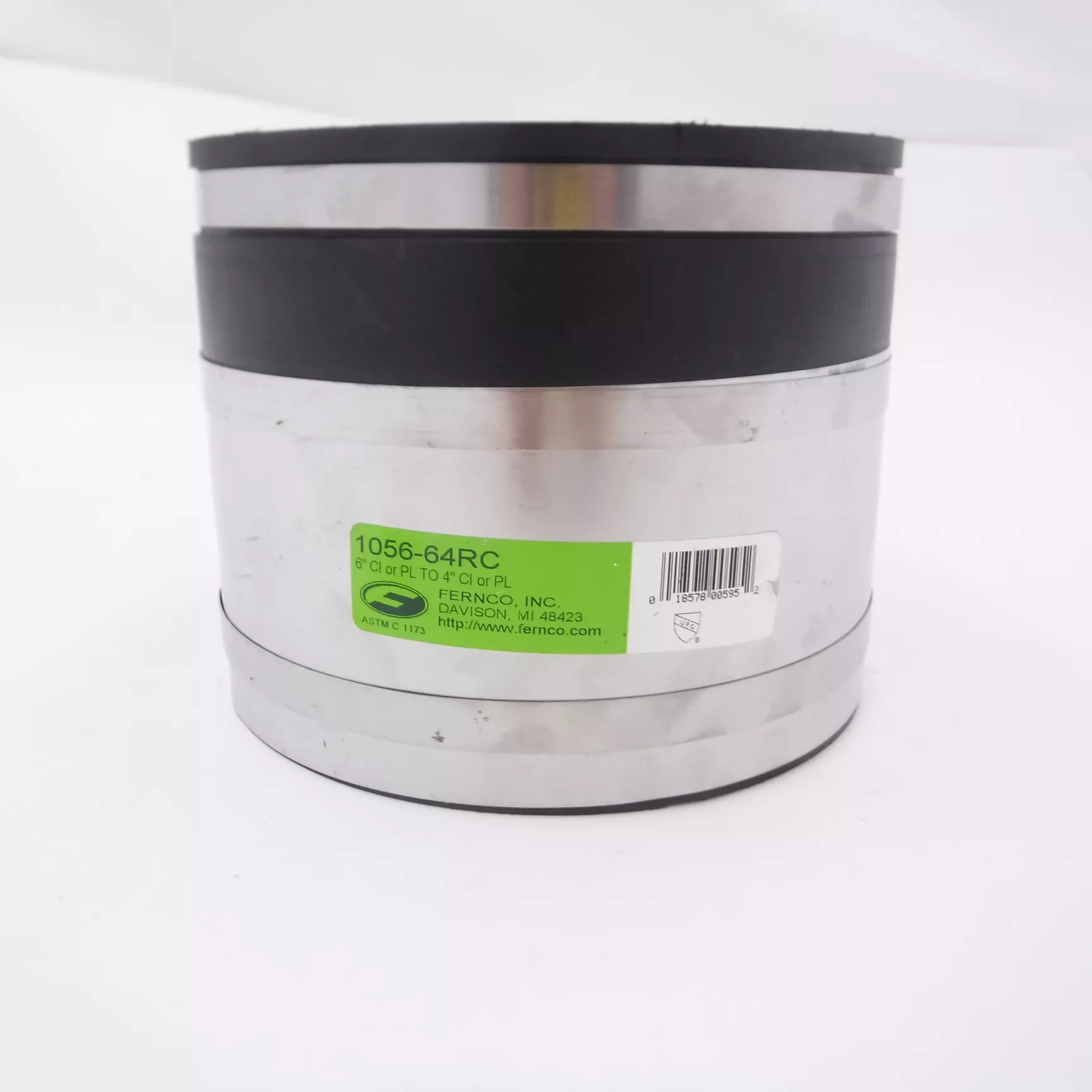 Fernco 6″ x 4″ Shielded PVC Pipe Coupling for PVC, Cast Iron, Copper, Steel