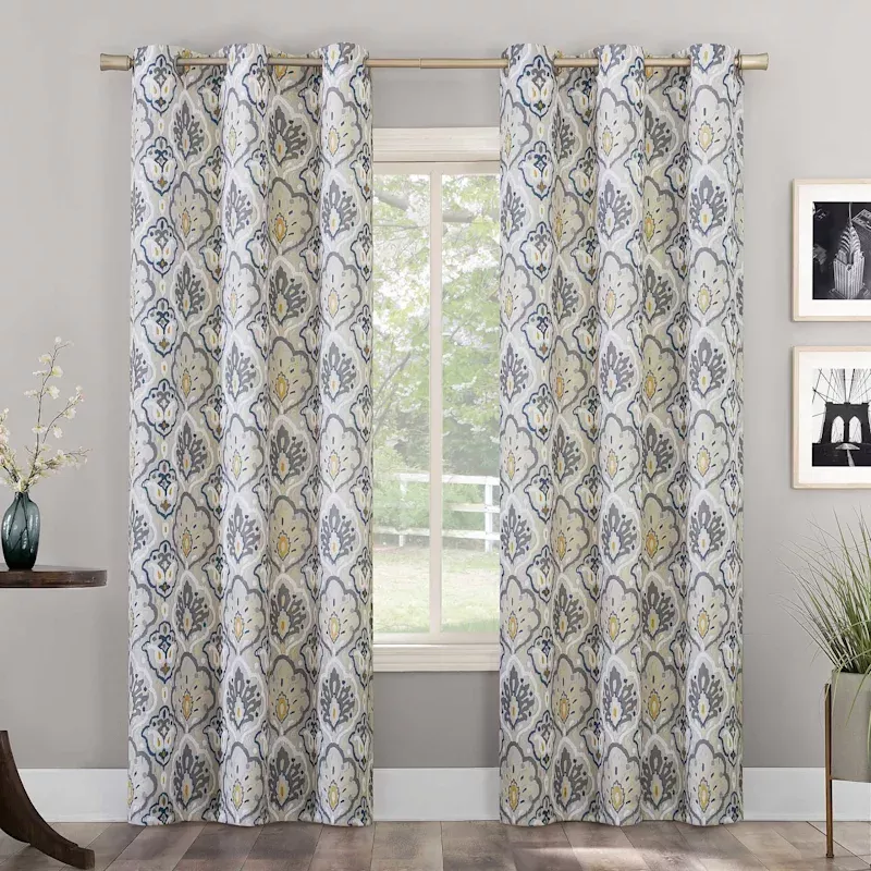 Ferrara Grey Grommet Light Filtering Curtain Panel, 84"