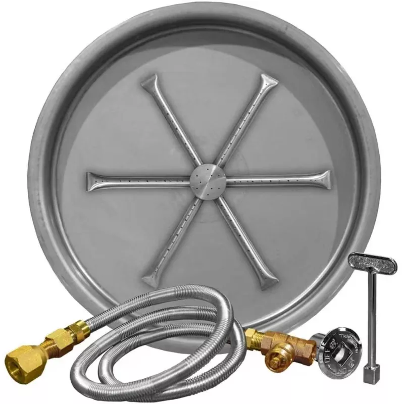 Firegear 19 Stainless Steel Round Pan Gas Fire Pit Insert FPB-19RBSMT-PK