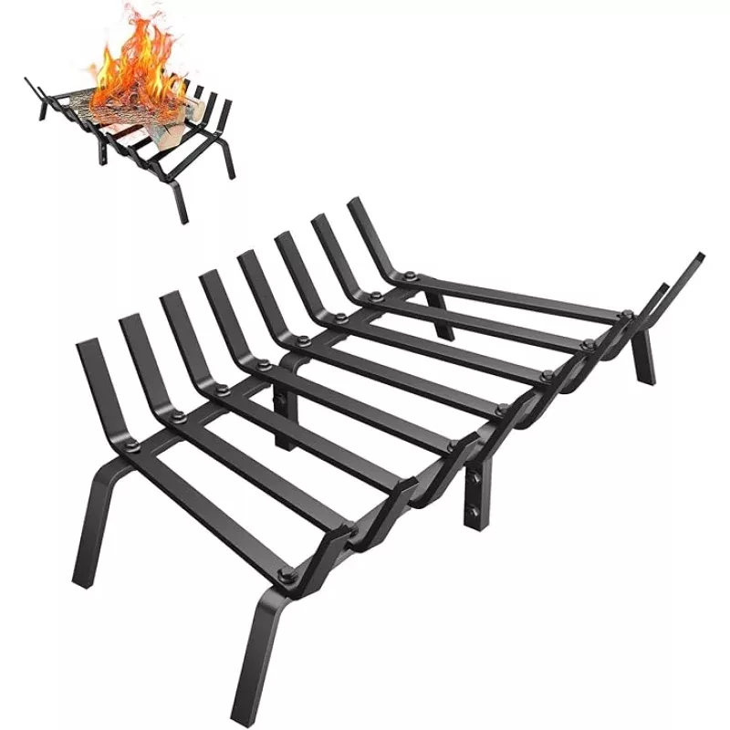 Fireplace Grate, 27 inch Solid Fireplace Log Holder, Heavy Duty Cast Iron Firewood Log Burning Rack Fire Grates for Inside Fireplace Accessories