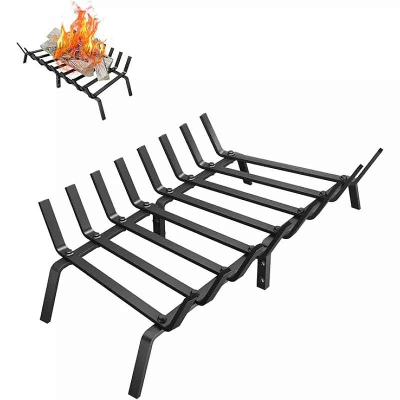 Fireplace Grate, 30 inch Solid Fireplace Log Holder, Heavy Duty Cast Iron Firewood Log Burning Rack Fire Grates for Inside Fireplace Accessories
