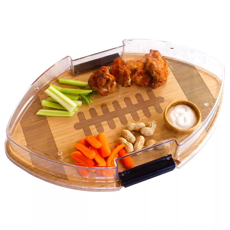 Flip Serve & Store Football Charcuterie Board with Locking Lid