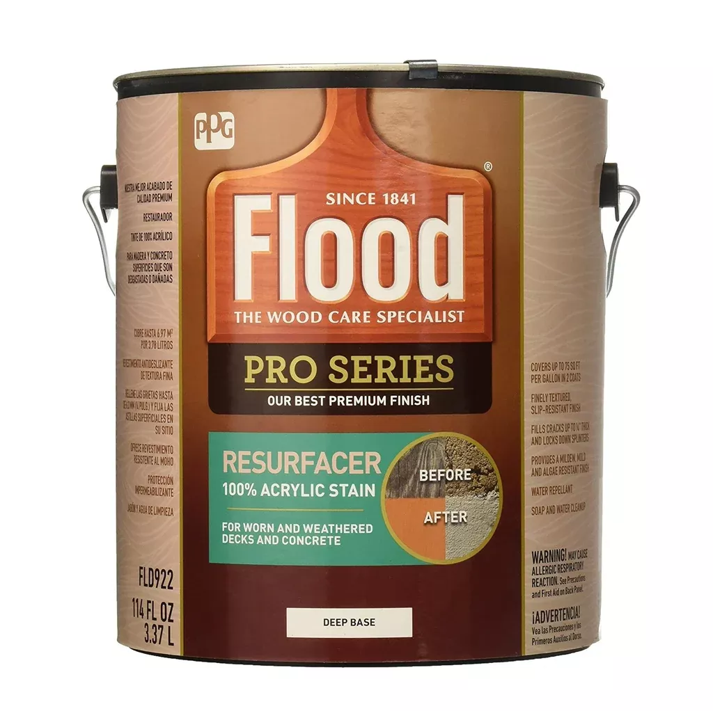 Flood FLD922-01 Pro Series Resurfacer Acrylic Stain, Deep Base, 1 Gallon
