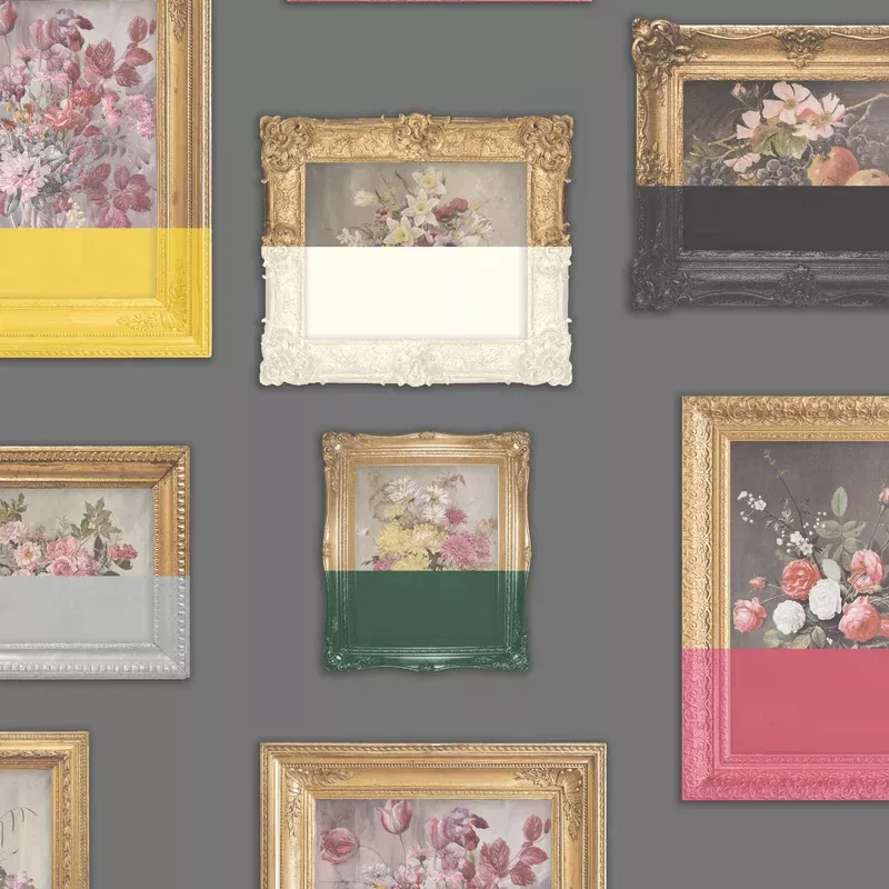 Floral Still Life Grey Wallpaper